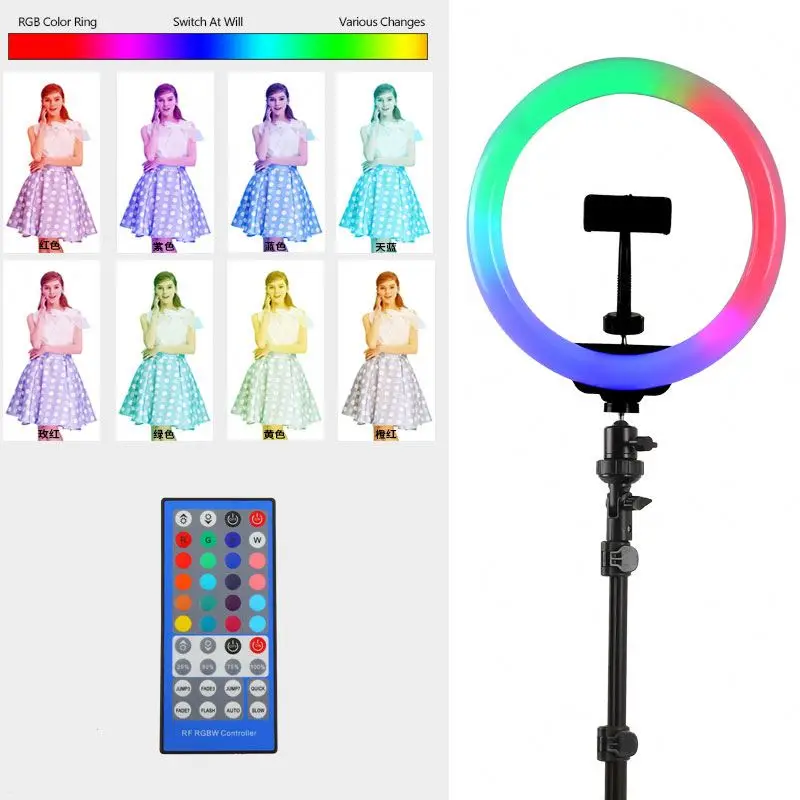 16 видов цветов изменить фотографию в прямом эфире smd rgb кольцевидная подсветка 8 дюймов/20 см 10 дюймов/26 см 12 дюймов/30 см макияж кольцевой светильник на светодиодах