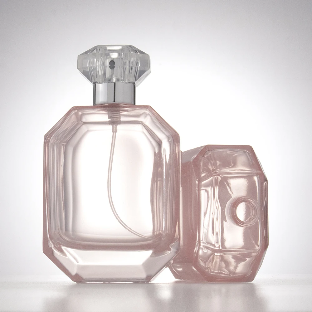 100ml 50 ml Hexagon Empty Glass Custom Women Pink Perfume Bottle
