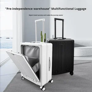 custom logo Front-opening Neoprene Luggage Cup Holder Multi-functional Trolley Suitcase 24-inch Drop-resistant Combination Lock