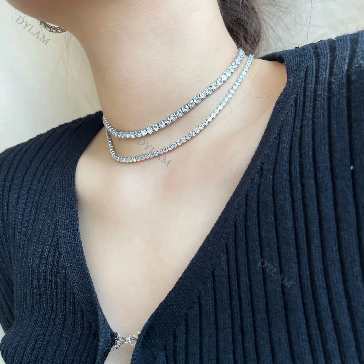 KAKODIY Platinum Necklace Style Hip Hop Cuban Cubic Zirconia Chain Necklace Real Sterling Silver Ice Out 925 Tennis Chain detail 3