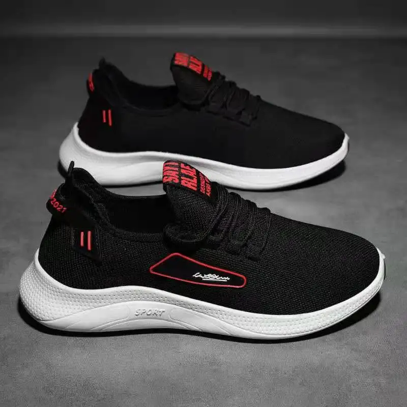 Cheap Men Sporty Casual Light Weight Breathable Black Running Shoes Summer Autumn Walking Shoes