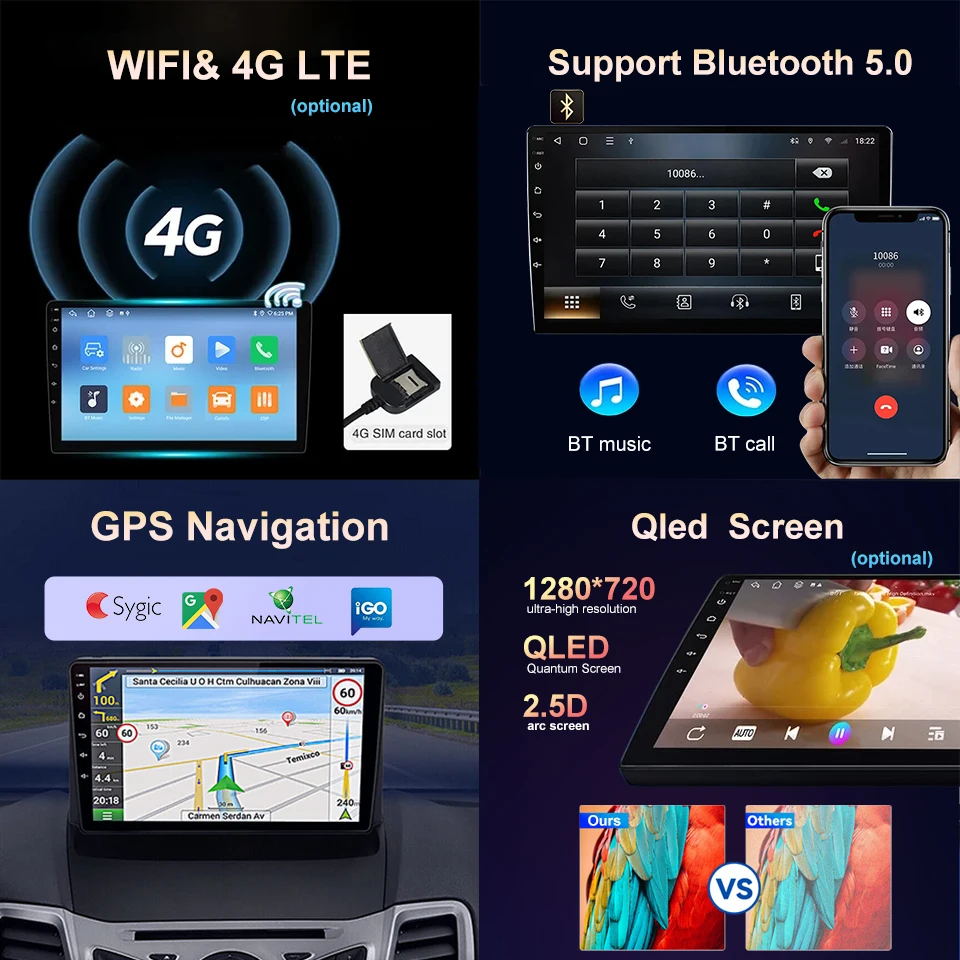 Android 9 Inch 4G Car Stereo IPS Screen GPS Navigation Carplay 1080P Backup DVD Player for Geely GC7 2012-2013 Multimedia System