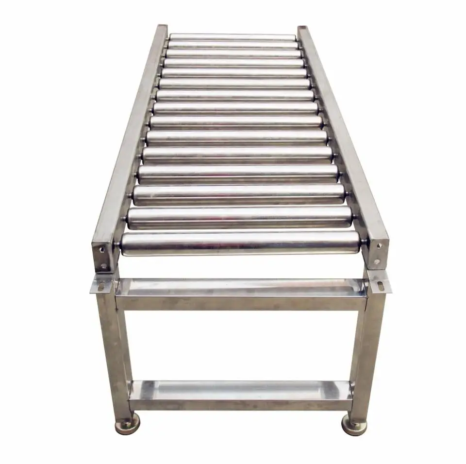 Gravity Flexible Skate wheel Conveyor Stainless steel support leg Telescopic Roller Conveyor without Power supplier