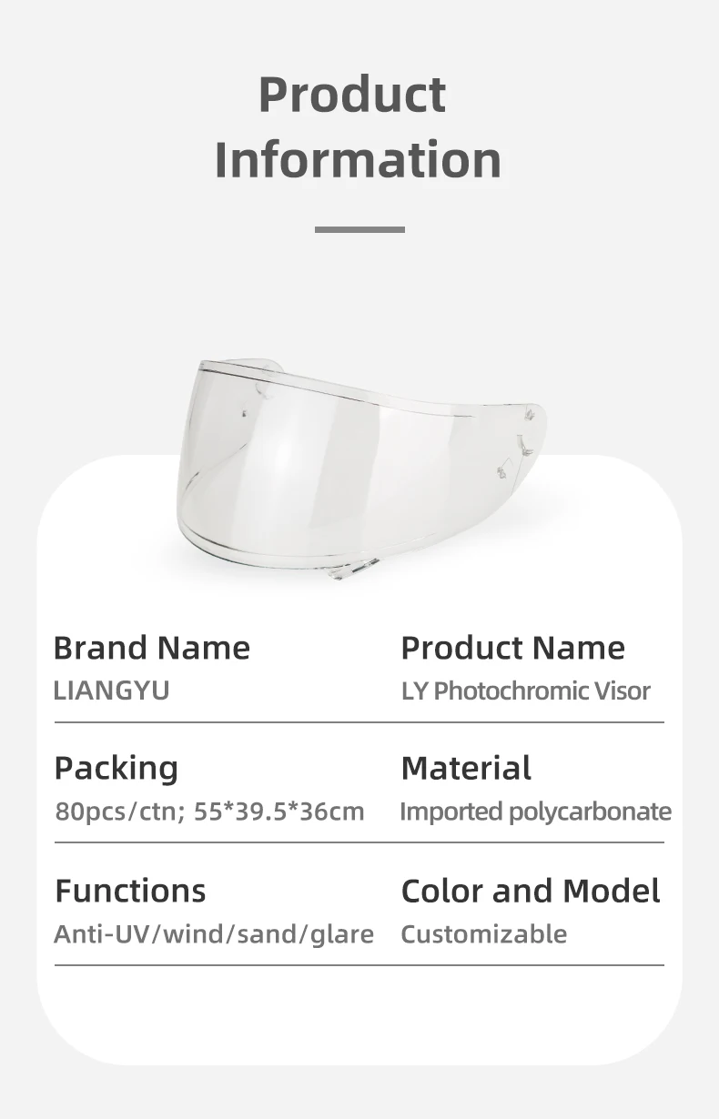 2021 Customized Photochromic Helmet Visor Sunglasses Ar Coating Buy