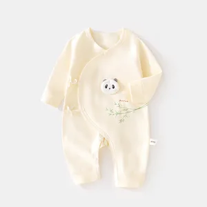 One-Piece Newborn Baby Clothing Four Seasons Casual Butterfly Romper 100% Cotton Monk Panda Crawling Suit with Animal Pattern