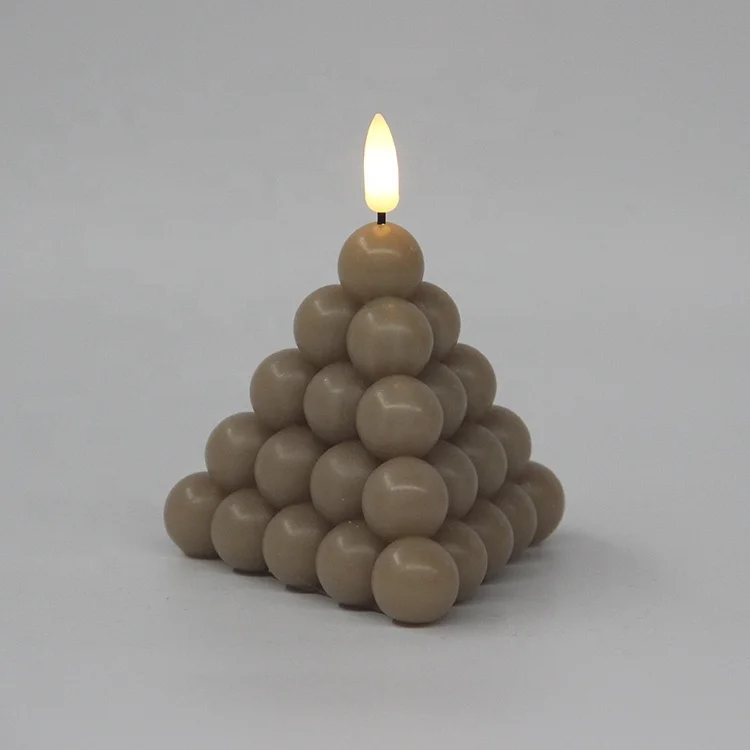 Triangular Real Wax 3d Bubble Led Flicker Candle With Remote Control