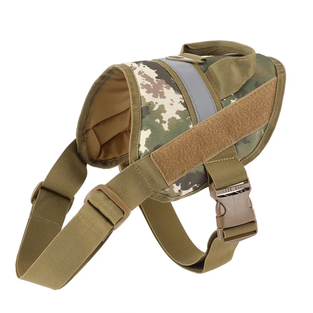 Adjustable Nylon Army Tactical Pet Dog Harness Training Clothes Padded Harnesses