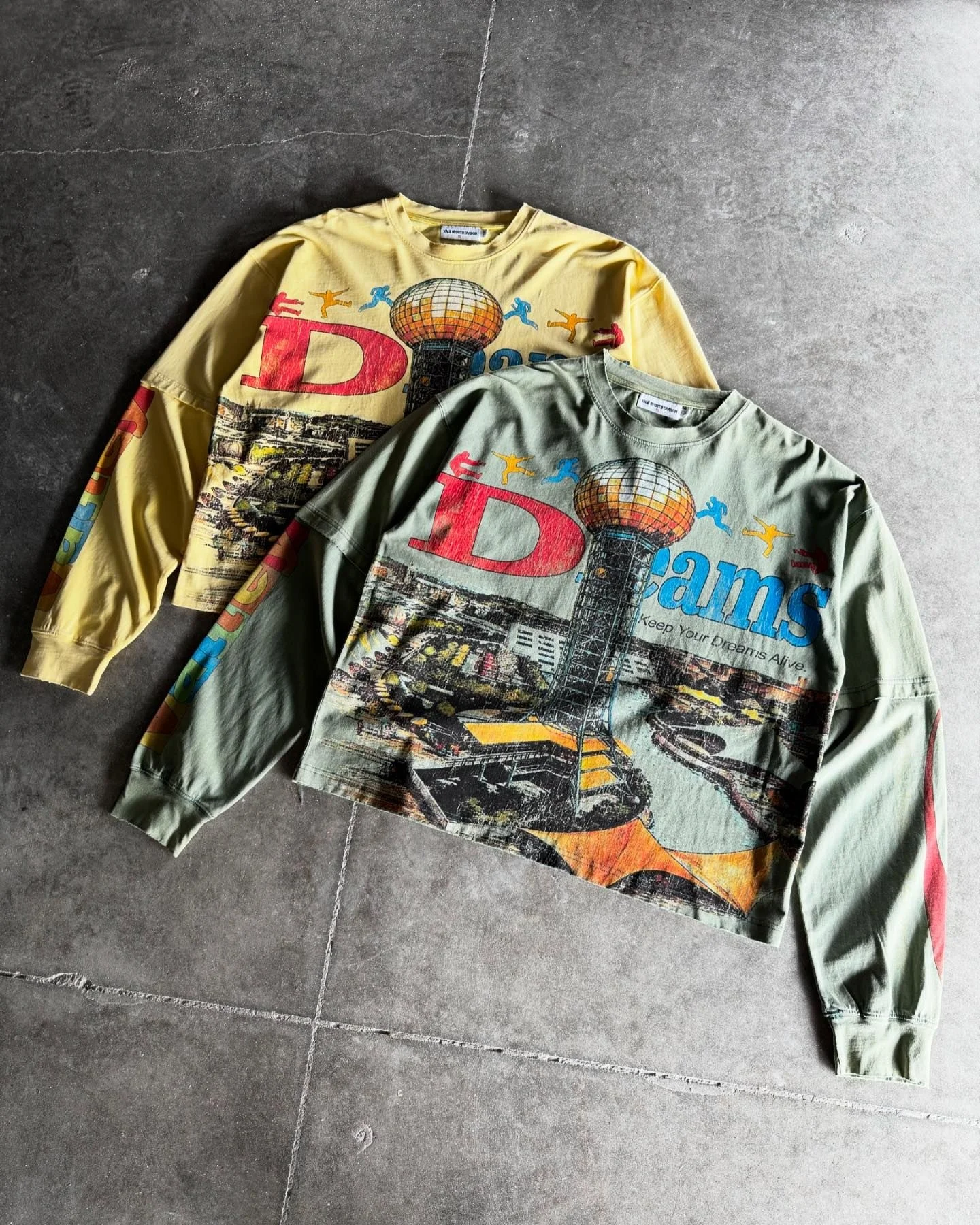 Salati Custom Streetwear DTG Printed Logo Round Neck Thermal Shirts Washed Cropped Boxy Double Layer Long Sleeve Men's T-shirts