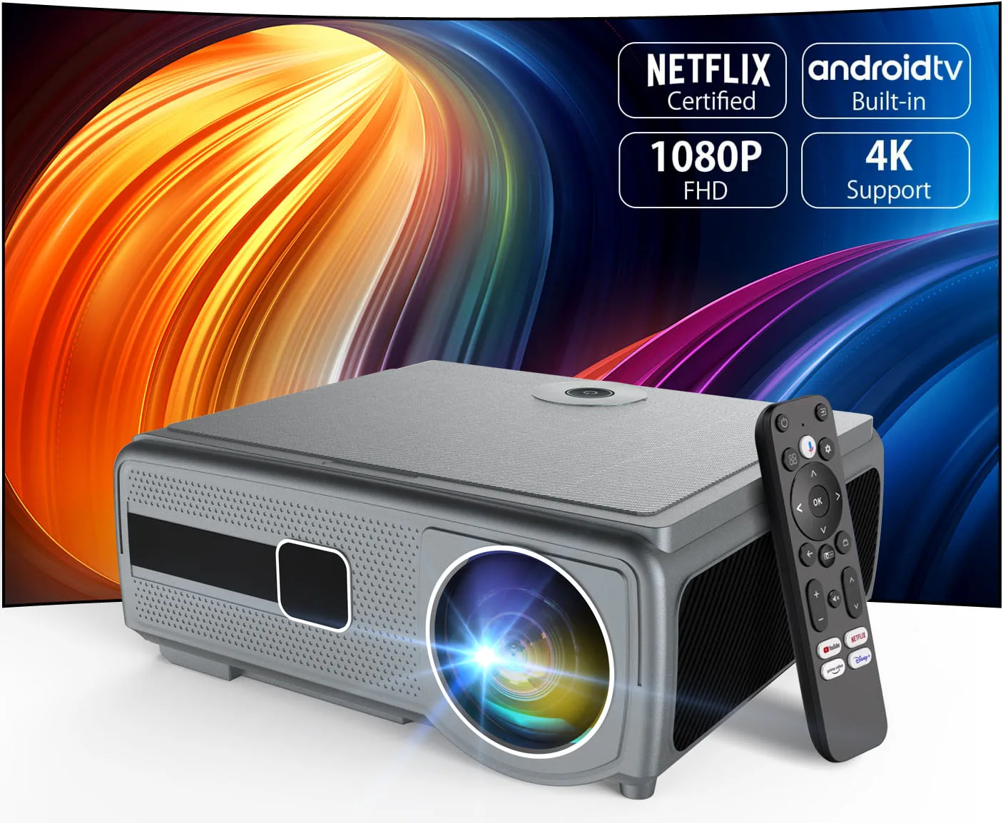 JAVODA E690H 4K Smart Android 9 Projector 1080P Mini Portable Proyector LED Lamp Auto Focus 23 Languages LCD Multimedia Handheld
