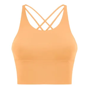 Thin Straps Cross Back Sports Underwear Yoga Clothes Women's New Sexy Backless Fitness Bra Small Suspenders