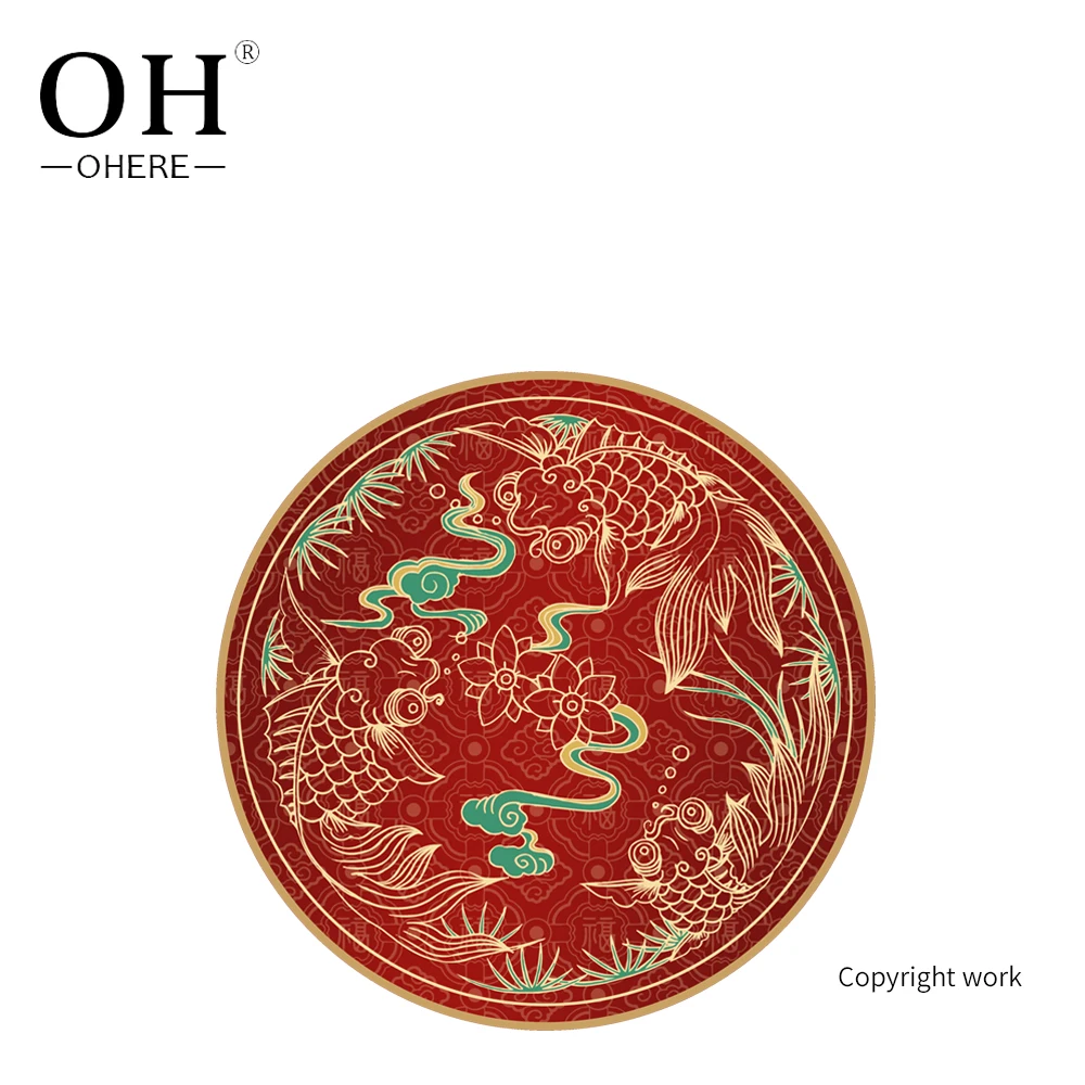 HEREER Ensemble de vaisselle du Nouvel An chinois Année du dragon Assiettes de fête du printemps Nouvel An chinois 22,9 cm 17,8 cm Assiettes en carton pour 24 invités