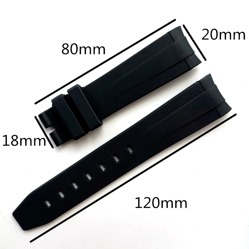 Curved End 20mm Rolex Rubber Silicone Tpu Watch Band For Role Strap