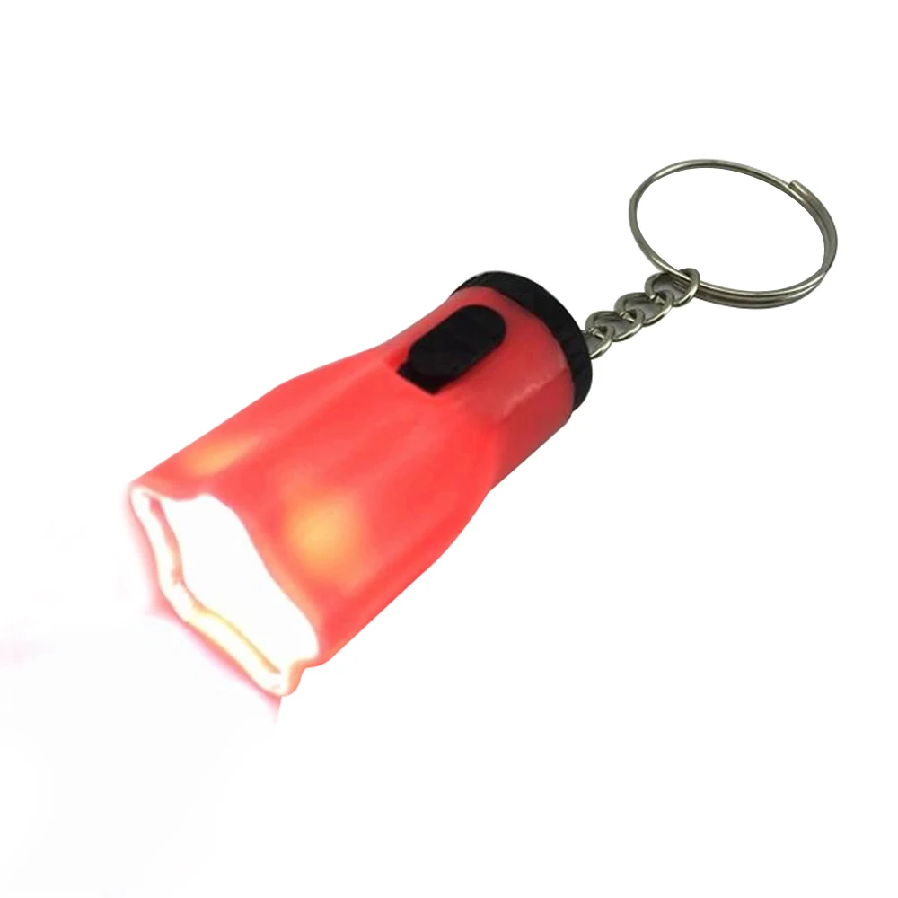 Детский пластиковый мини светодиодный фонарик брелок с кнопкой