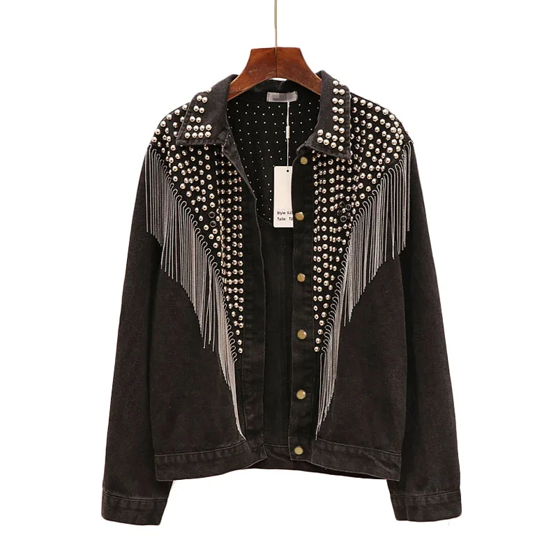 black studded jean jacket