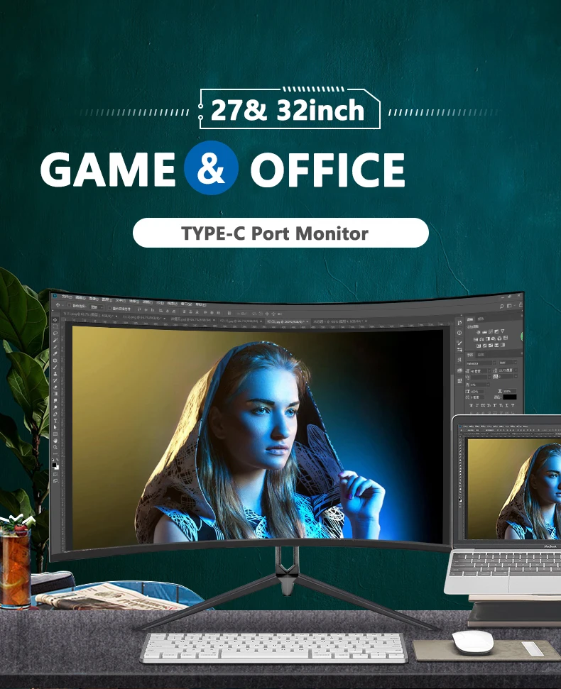2K 4K PC 27 Inch Gaming Monitor Full HD 24/32 Inch 144Hz Curved ...