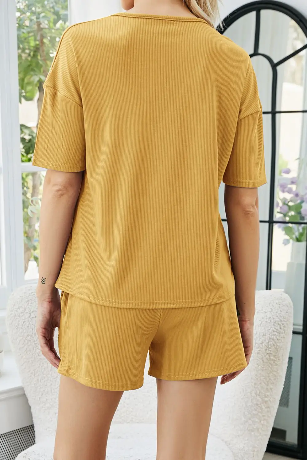 Ribbed Co-Ord Knit Wear Notch Women Track Suit Outfits