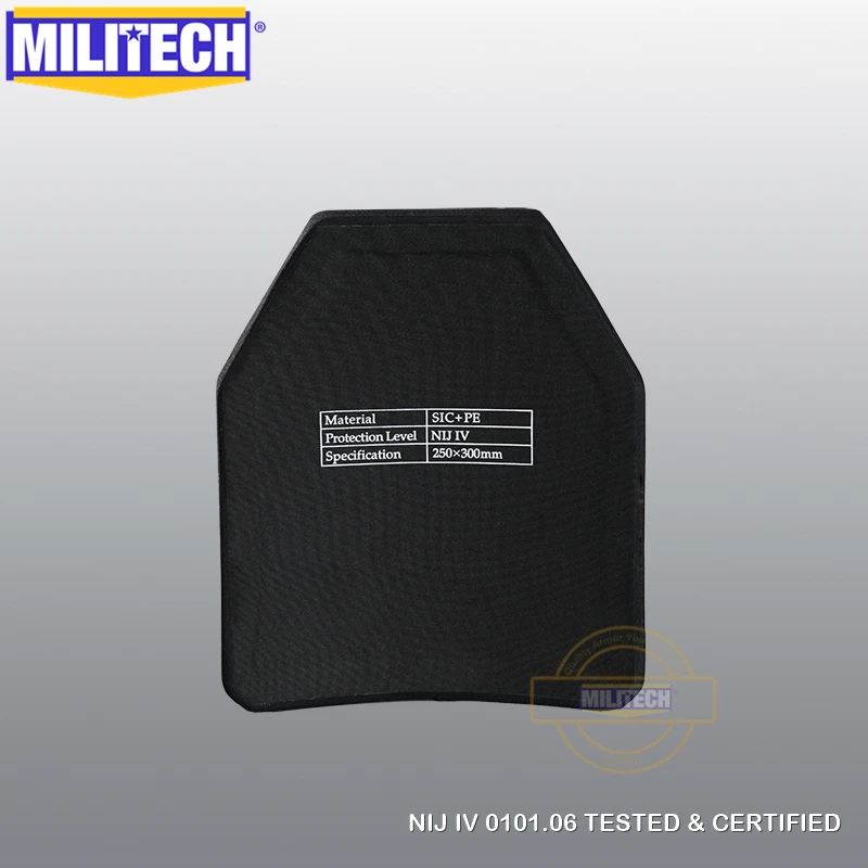 
MILITECH 10x12 дюймов NIJ level 4 IV многоизогнутая SIC керамика и ПЭ автономная легкая пуленепробиваемая пластина цельная (1 шт.) 
