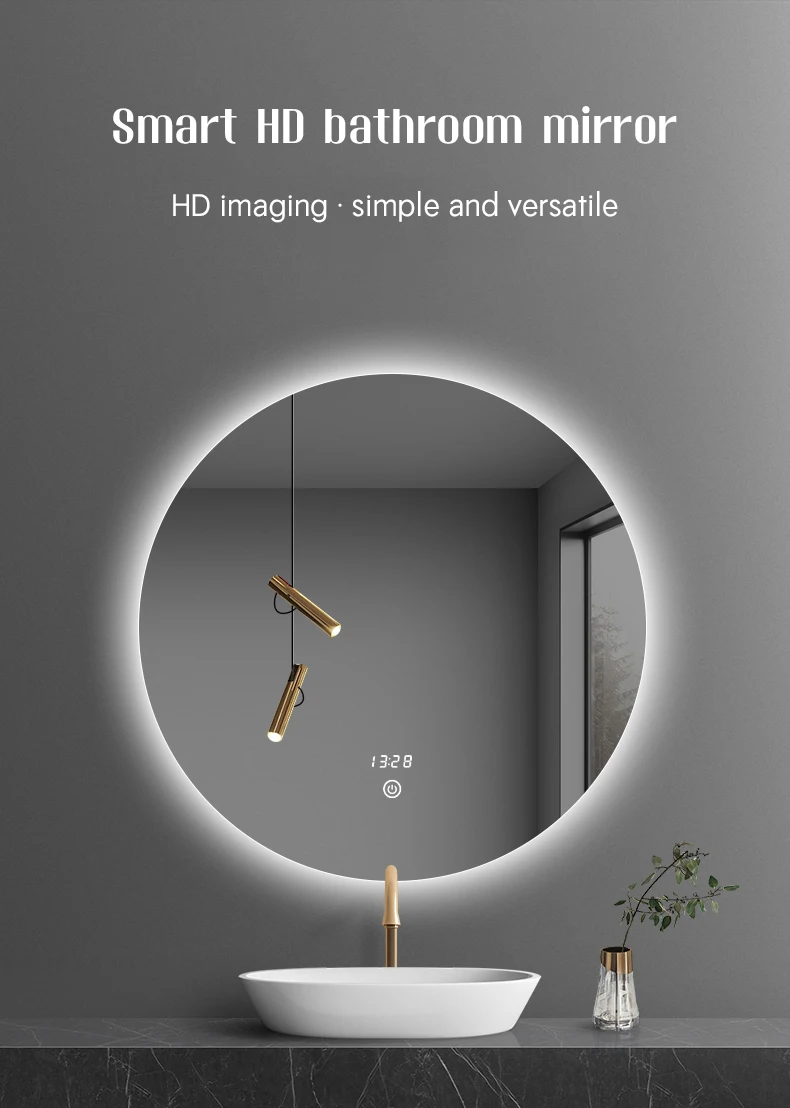 Modern Round Led-Lit Smart Defogging Wall Mirror for Hotels