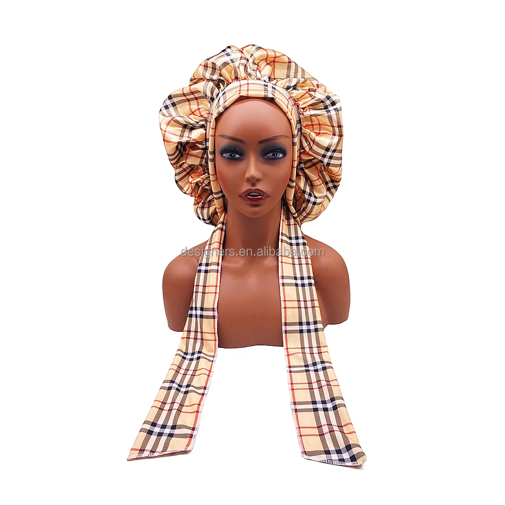 Customized Satin Silk Print Edge Wrap Shower Cap Night Sleep Cap