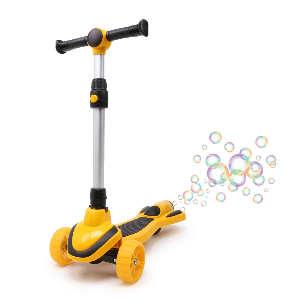 3 Wheel With LED Light 2 in 1 Folding Rocket Spray Smoke Bubble Seat for Children Manufacturer Kids Kick Foot Scooter for Sale