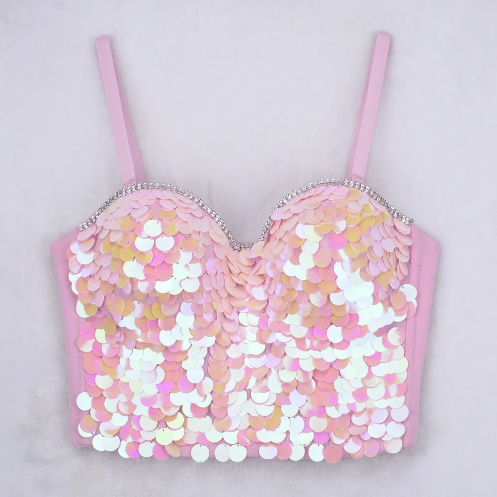 3D Embroidered Rhinestone and Sequined Corset for Adults