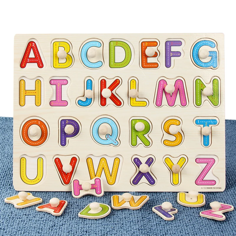 Hot Sale Wooden Alphabet Learning Puzzle Jouet Enfant Kids Early ...