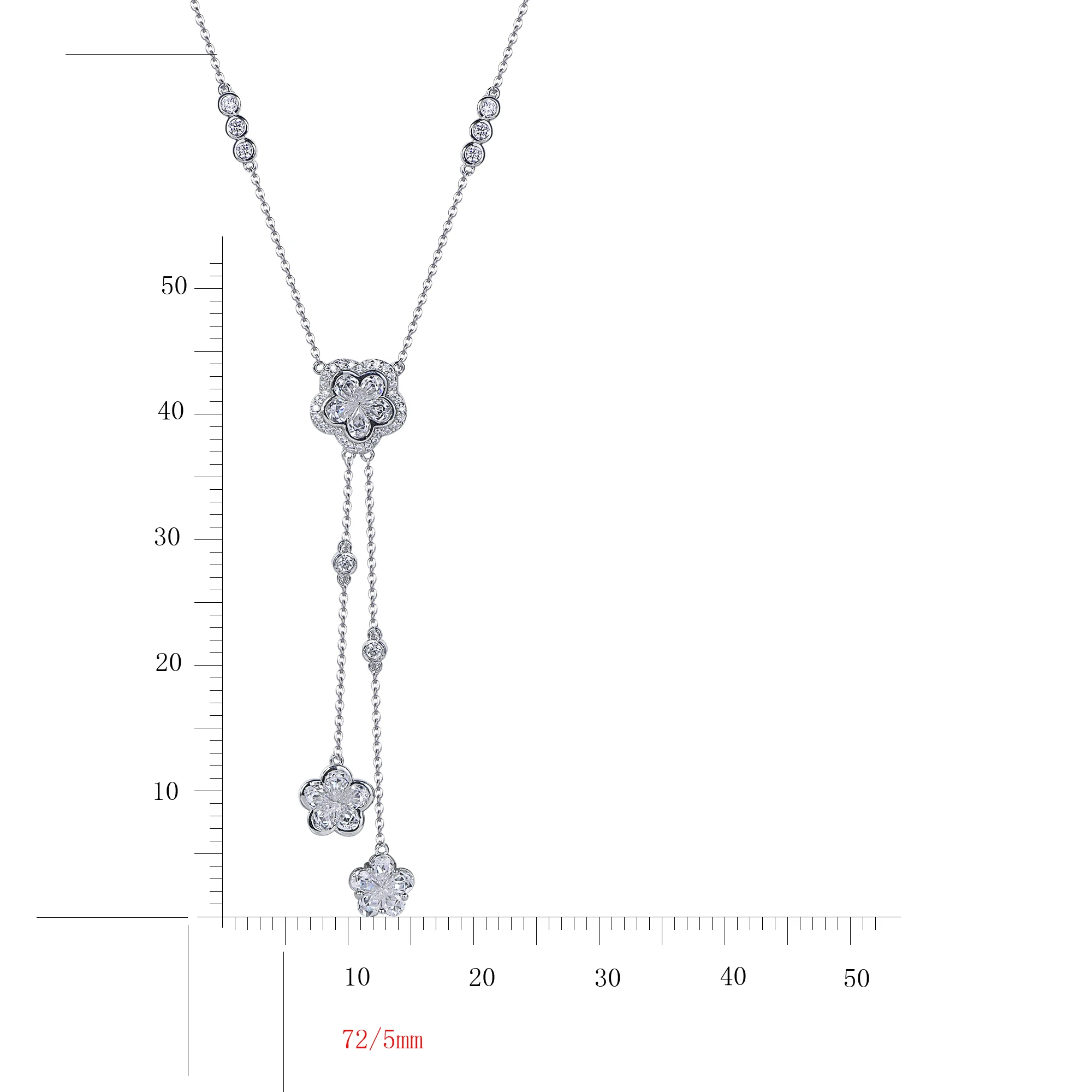 Collana Flower Statement Necklace Silver Tassel Necklace Flower Pendant AAA CZ 925 Silver Chain Necklace