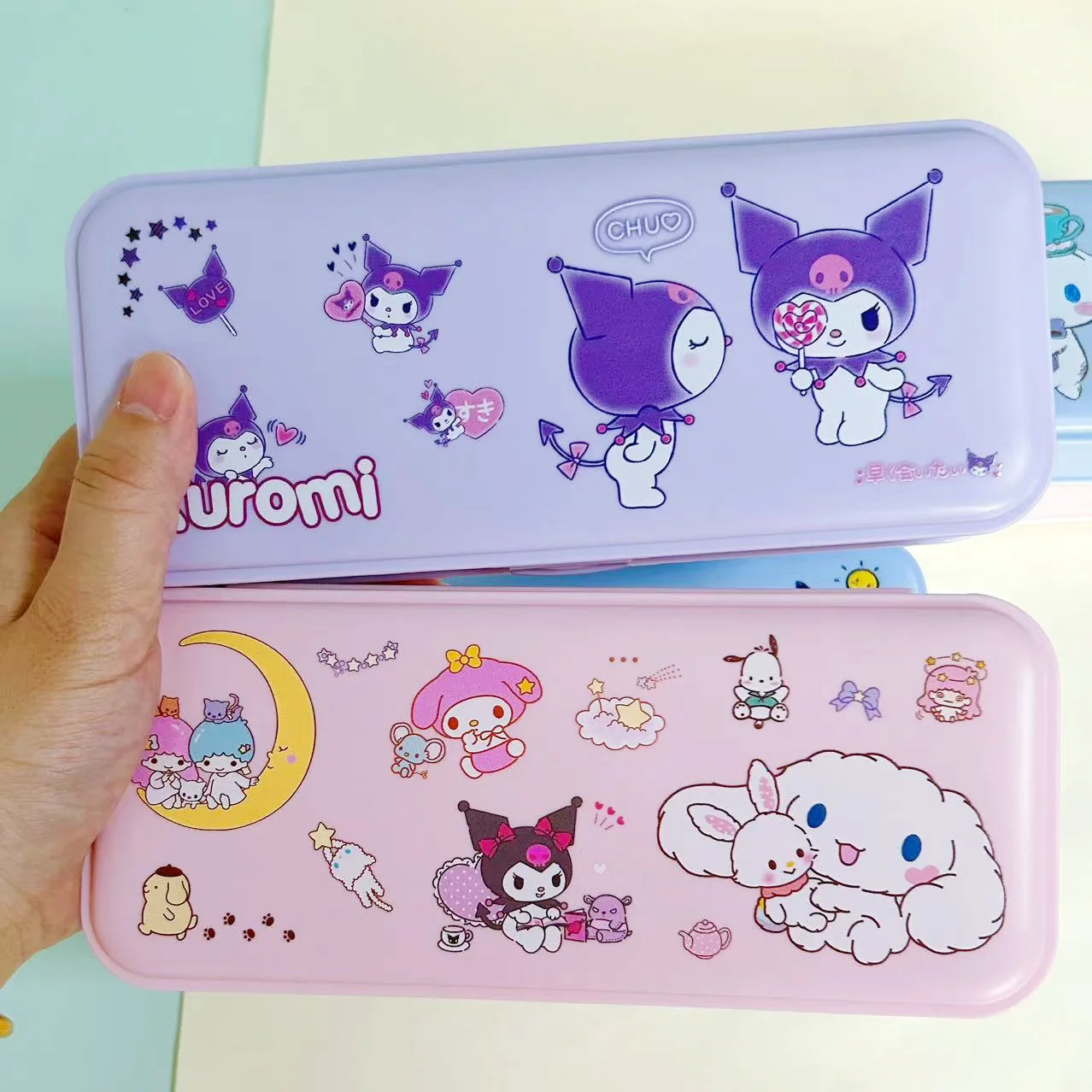 Kuromi Student Double Layered Window Stationery Iron Pen Box School ...