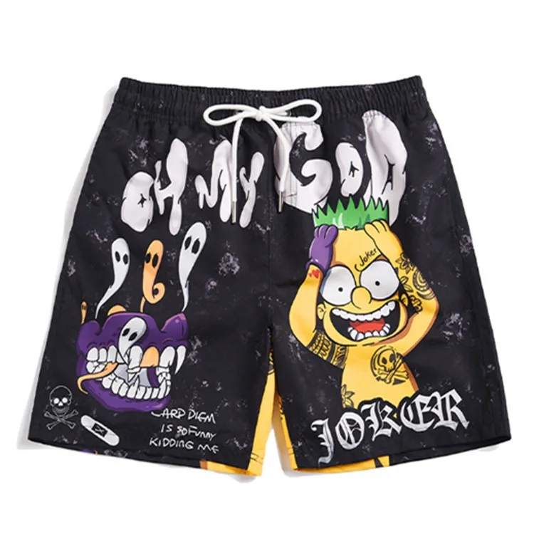 Summer Elastic Waistband Custom Design Pattern Printing Beach Shorts 100% Polyester Men's Swim Shorts Trunks220_voghion.com