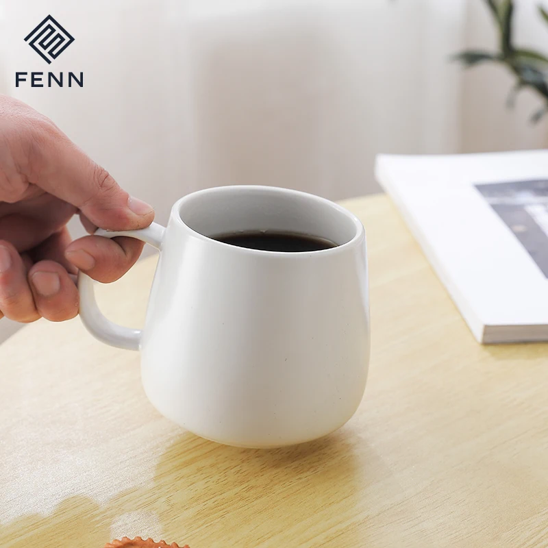 FENN 400ml Black Mugs Mate Porcelain Double Color Inner Outside white Wholesale Ceramic Custom Cafe Coffee Mug