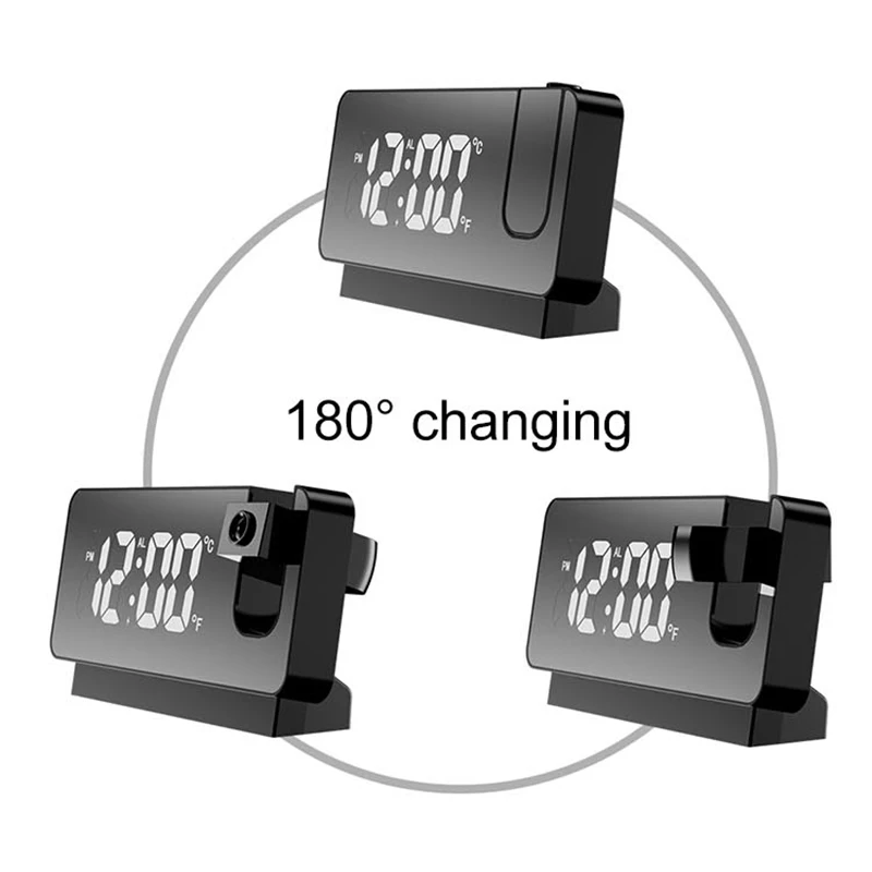 Time Projection Mirror LED Digital Table Alarm Clock Silent Working Time Temperature Projector Bedroom Mirror Desk Clock