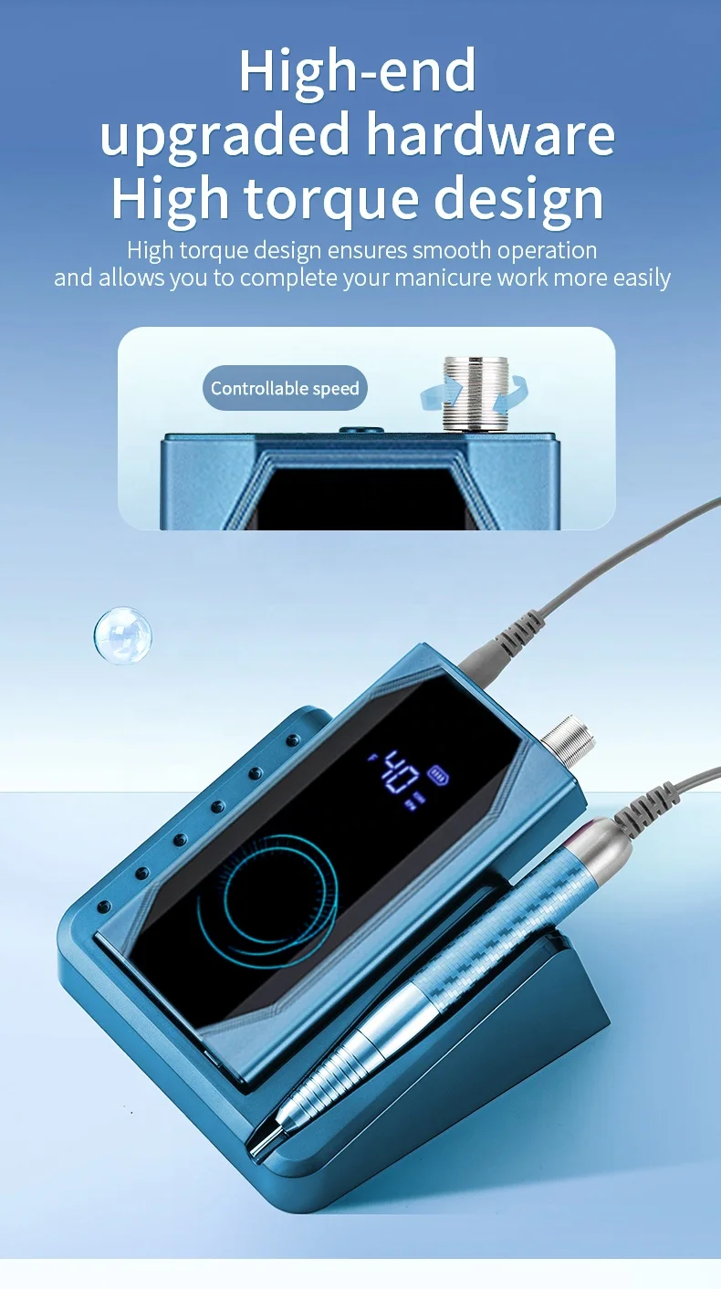 AT-NDB-181 Nail Drill Cordless Electric File Rechargeable Machine for DIY Nail Art Salon and Home factory