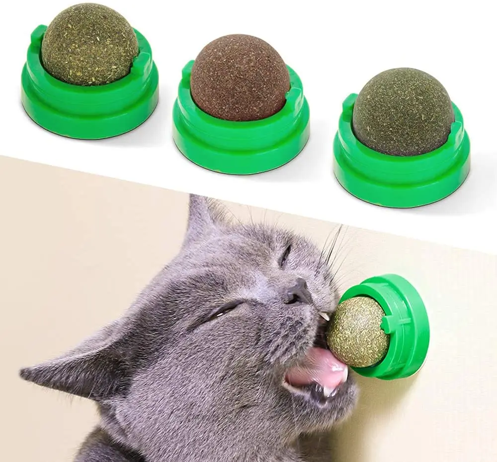 Contail Catnip Sugar Balls Smart Cat Toys Cats Rotatable Catnip Ball ...