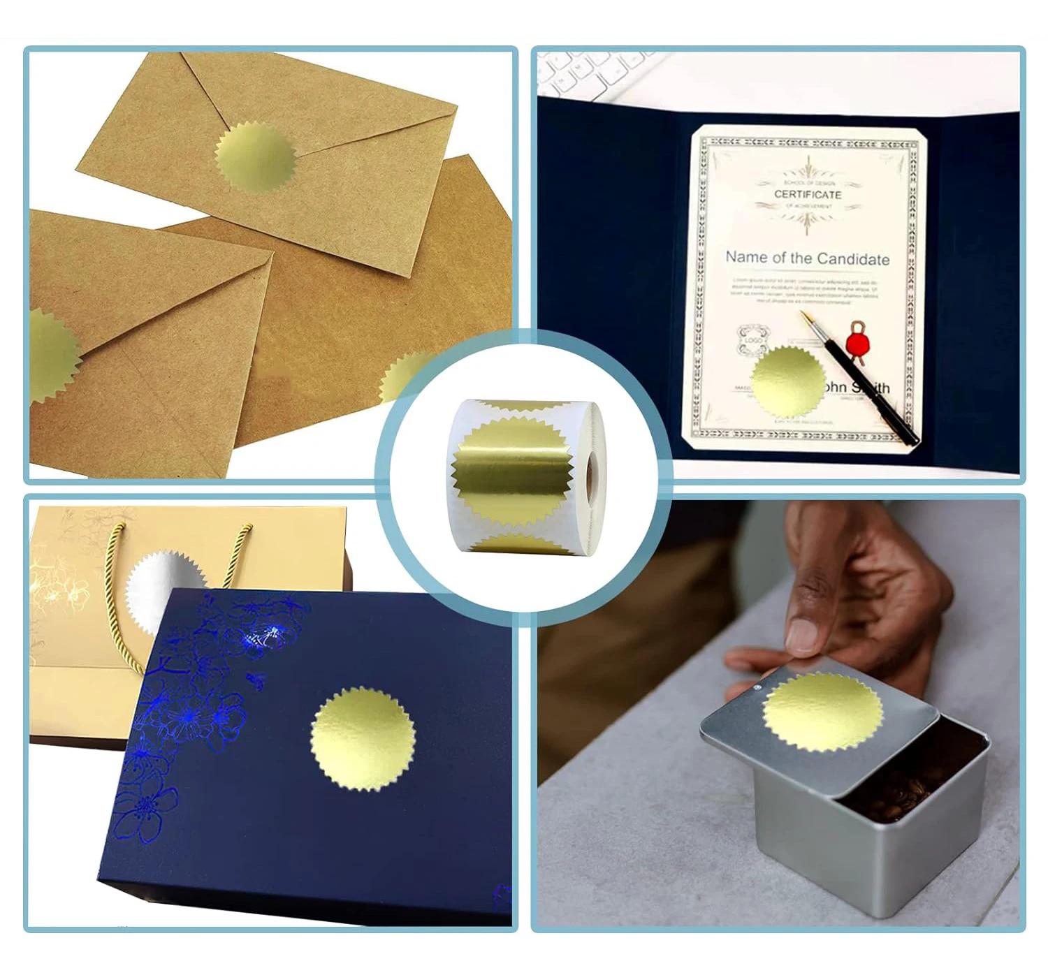 Custom Gold Metallic Certificate Sealing Labels Awards Legal Gold Foil