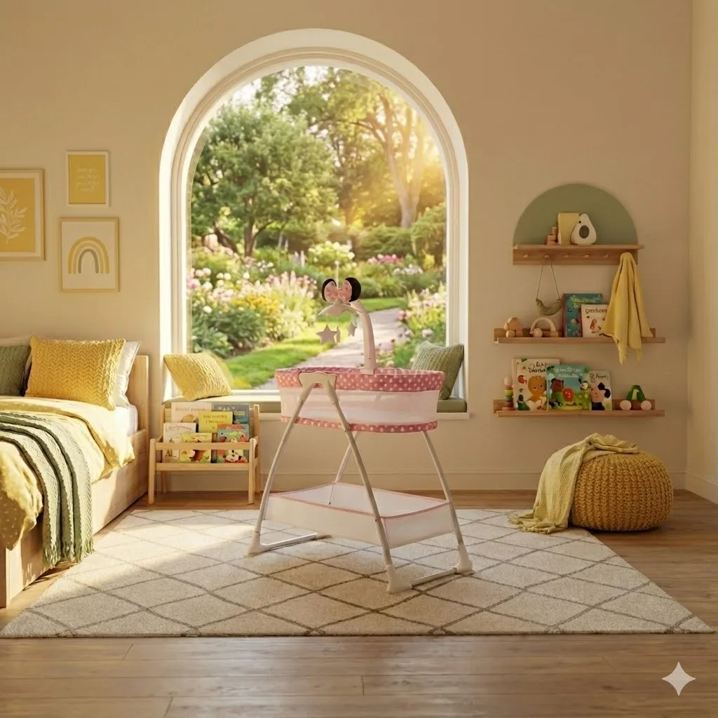Wholesale Modern Bedroom Baby Bassinet with Hypoallergenic Fabric and Wheeled Design Steel Frame Ages 0-3 Years