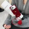Cavallo dorato in velluto rosso, guscio singolo, senza cinturino/pom-pom