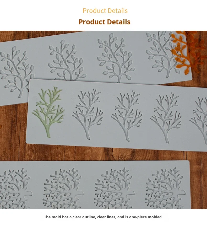 Coral Tree 3D Leaf Silicone Mold for Chocolate & Candy Crafting Cake & Cupcake Decoration with Polymer Clay Cake Tools manufacture