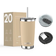 Customized 20oz 30oz Tumbler Powder Coated Stainless Steel Coffee Tumbler High Quality Tumbler With Straw Brush