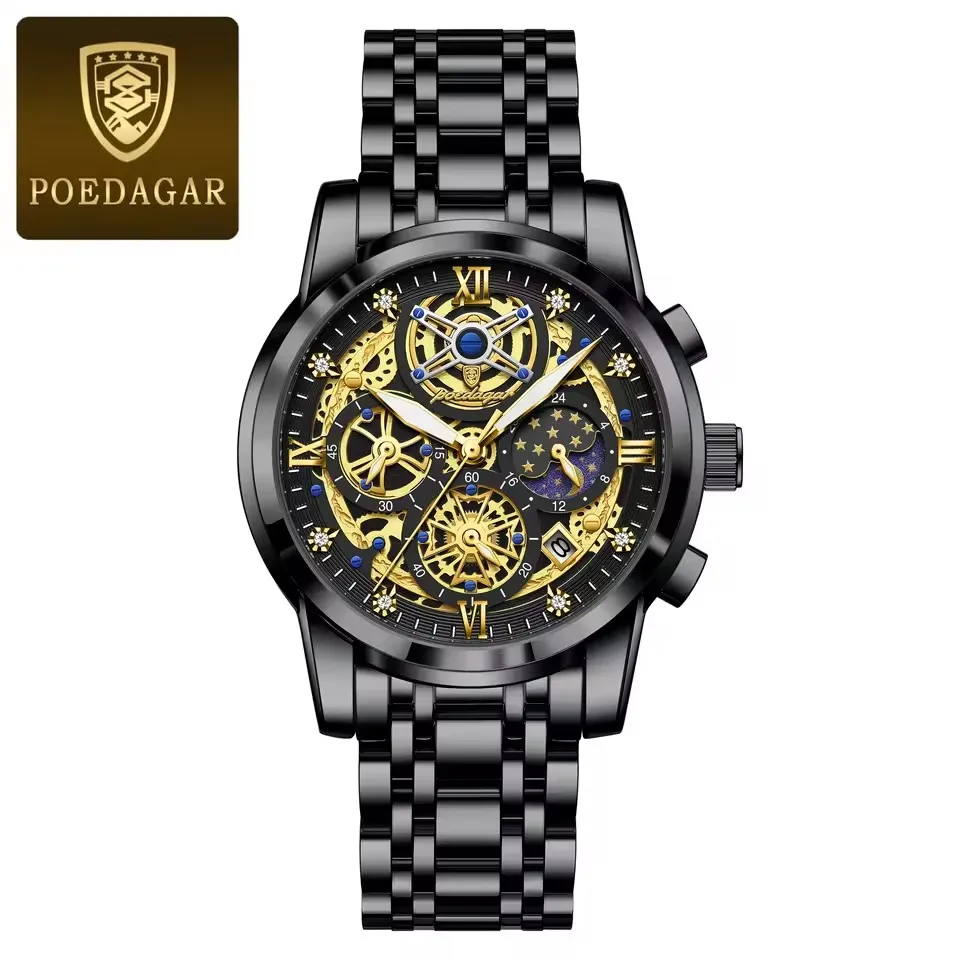 POEDAGAR 984 Men Waterproof Luminous Auto Date Chronograph Luxury Fashion Watch Quartz S aperçu 13