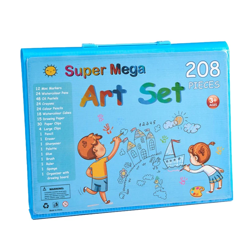 208 Pieces Art Set for Kids Drawing Set Crayons Oil Pastels