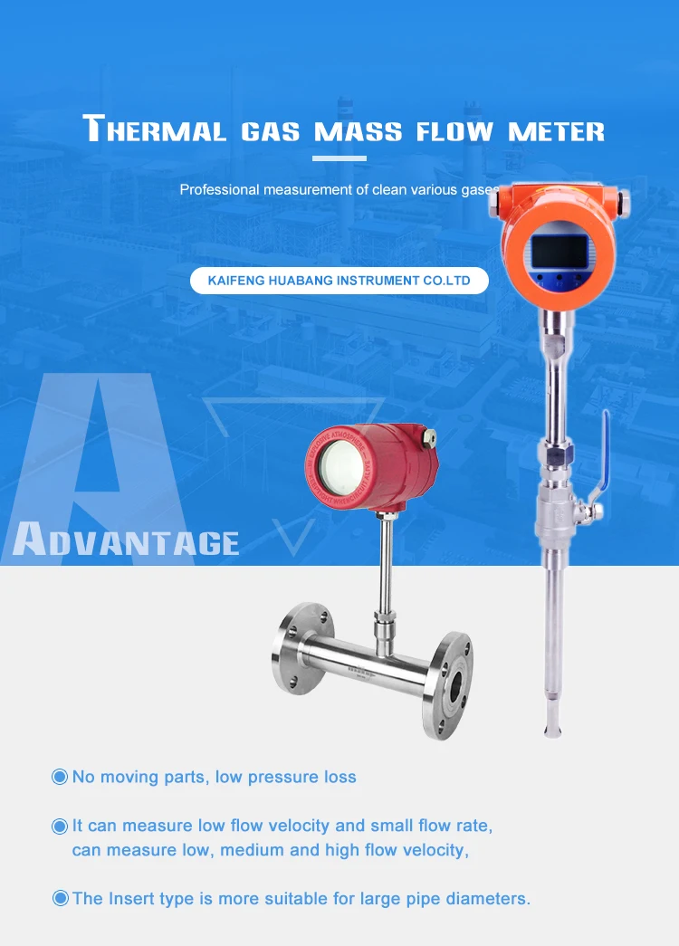 Insertion Type Thermal Mass Flow Meter Biogas Propane Butane Gas Flow 