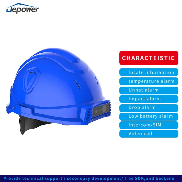 Building Smart Hard Hat Support Wifi/4G/3G Built in 32G Smart Safety Hats Intelligent Hard Hat With Camera and Led White Light