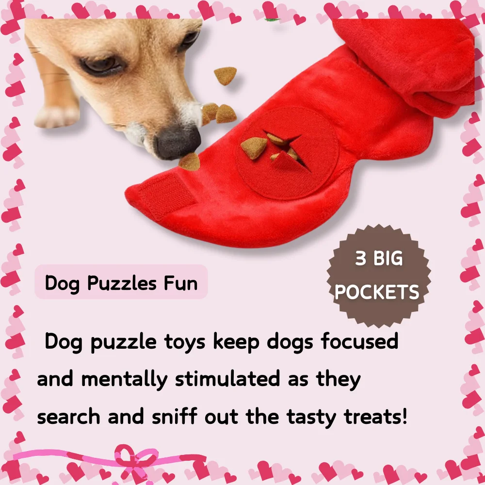 Red Rose Squeaker-Loaded Stuffed Dog Puzzle Toy Eco-Friendly Plush Toy for  Valentine's Day Cute Style