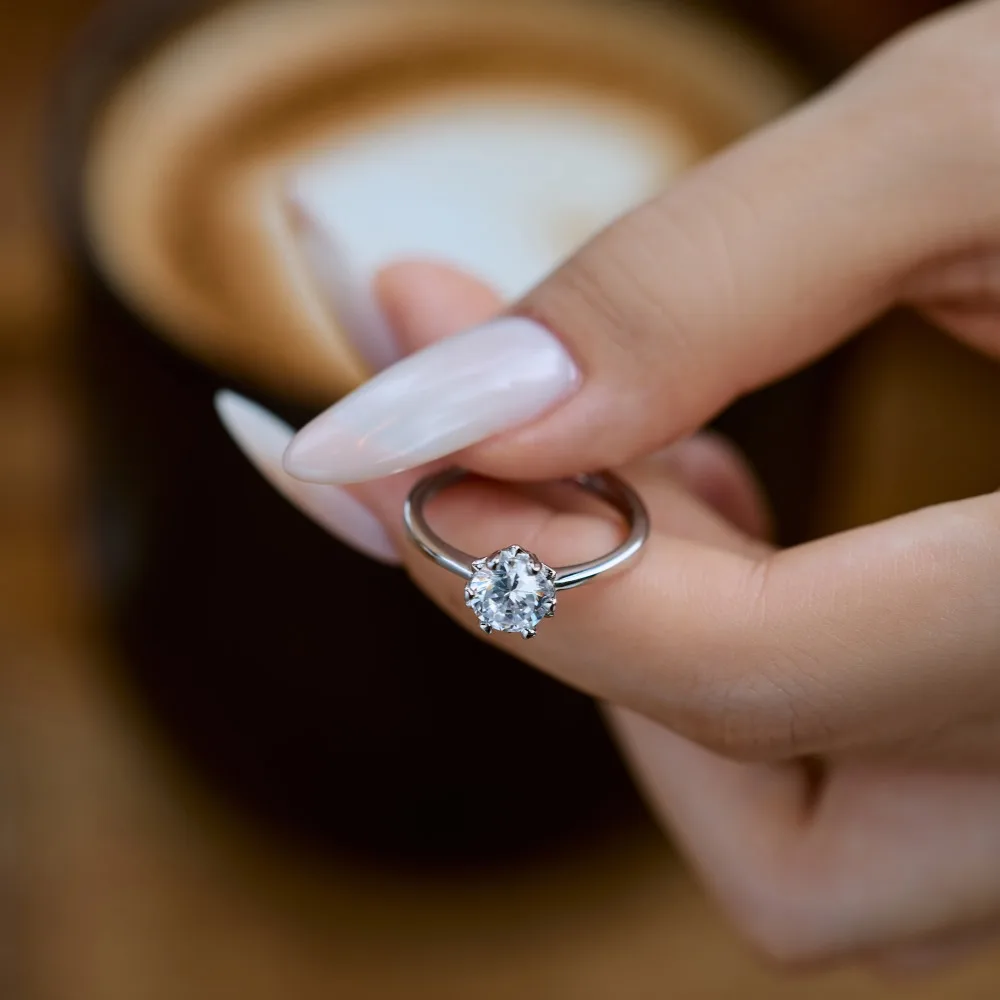 KAKODIY Stylish Charming Design Lead Free Nickel Free 925 Sterling Silver Adjustable Open Jewelry Ring Solitaire 5A Cubic Zirconia Wedding Ring detail 3