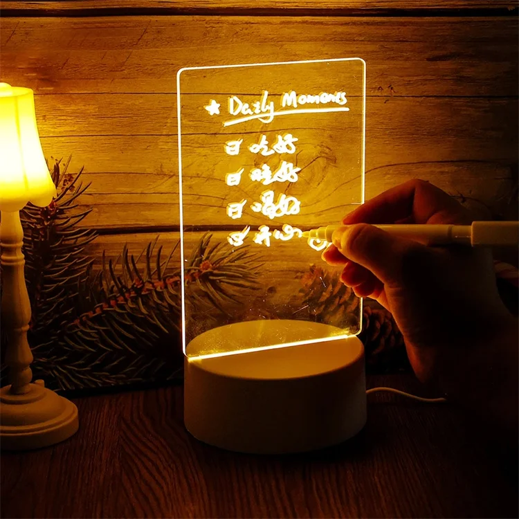 USB Led Night Lamp Writable DIY Message Board Holiday Light With Pen Gift Children Girlfriend Decoration Night Lights
