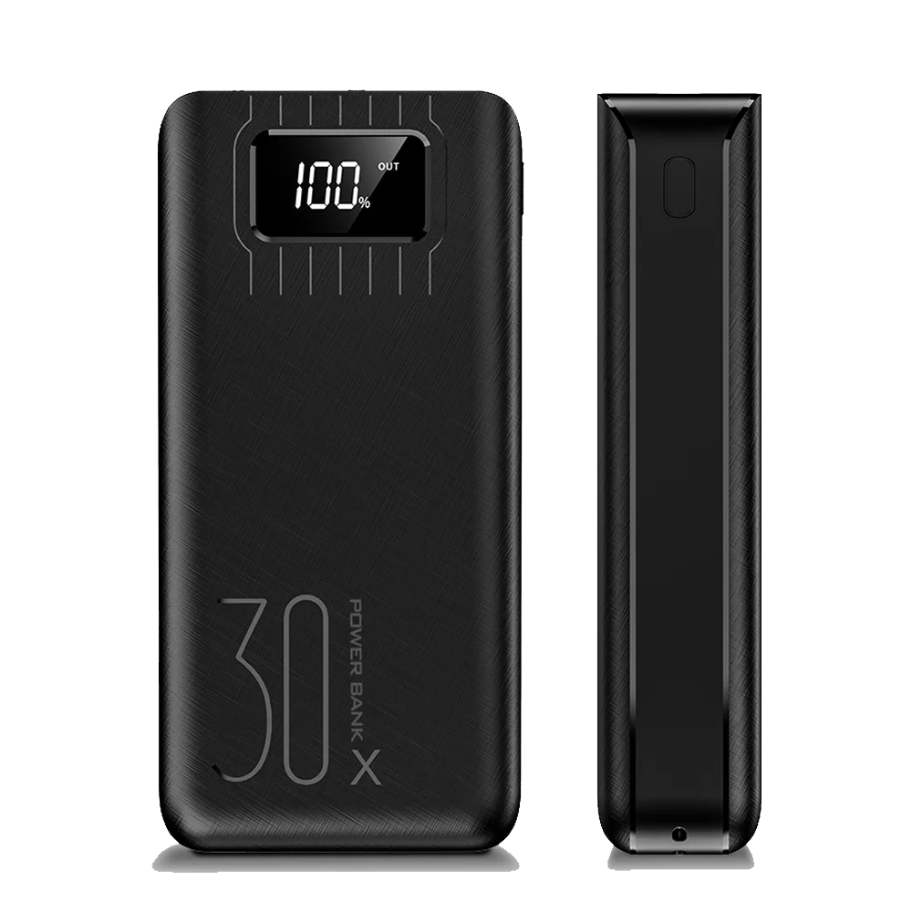 30000mAh Power Bank External Battery Pack LCD Screen Display Portable Dual USB Ports Phone Charger for SmartPhone