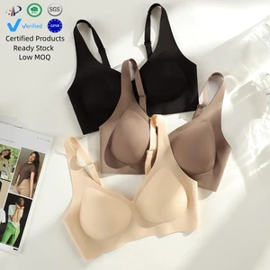 High Quality Plain Ice Silk Fabric V Shape Traceless Wireless Bra Customized Everyday Seamless Comfortable Adjustable Sports Bra