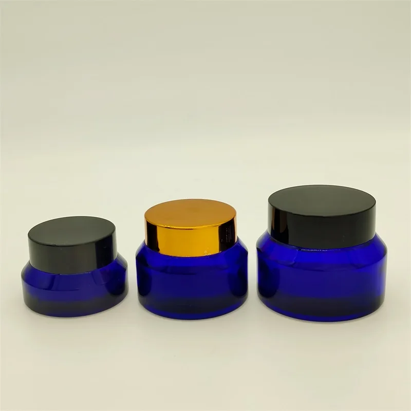 In Stock Wholesale 5/10/15/20/30/50g Matte Black Face Cream Jar Containers 1 2 4 Oz Glass Jars