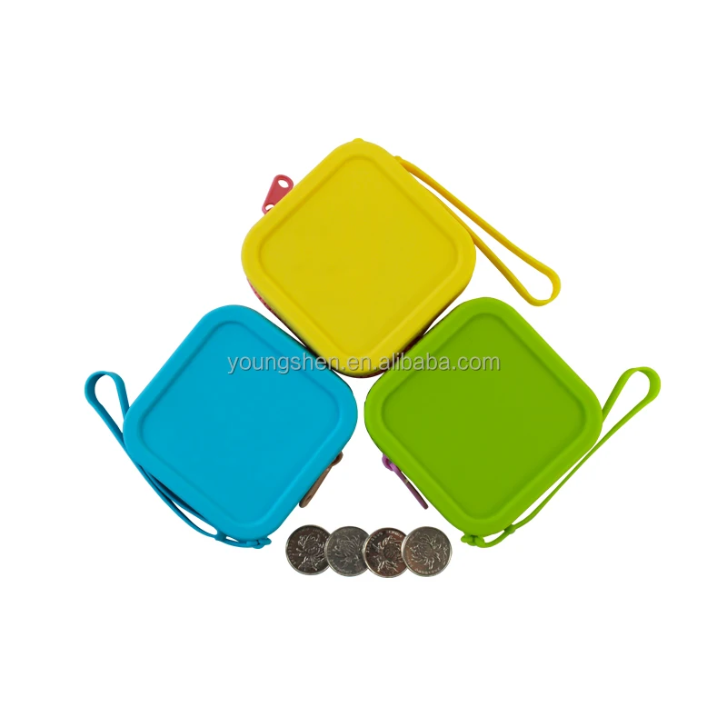 Youngshen Small Coin Purse Small Silicone Square Purse Zipper Change
