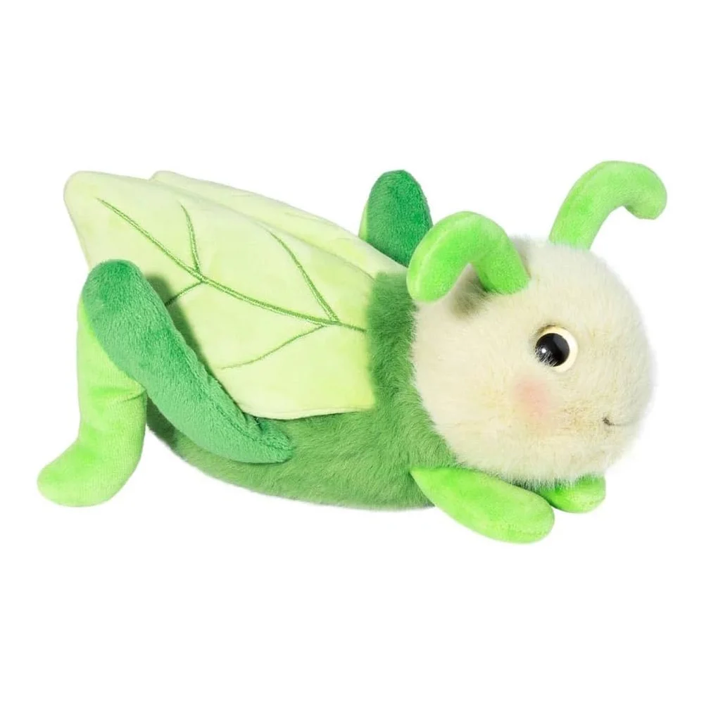 Eye Catching Vivid Green Cartoon Locust with Perky Antennae Soft Fabric Cover Lifelike Wings Plastic Eyes Plush Grasshopper Toy